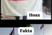 Perbandingan bendera merah putih yang sesuai fakta dan yang hoax.