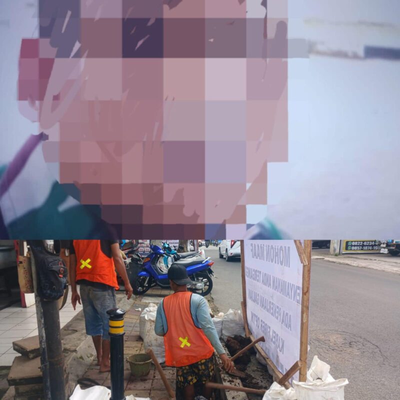 Diduga seorang oknum TNI aktif mengawal galian kabel FMI.