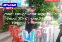 Diduga rokok ilegal atau tanpa cukai di jual di depan gerbang sekolah dasar negeri 5 Cimone.