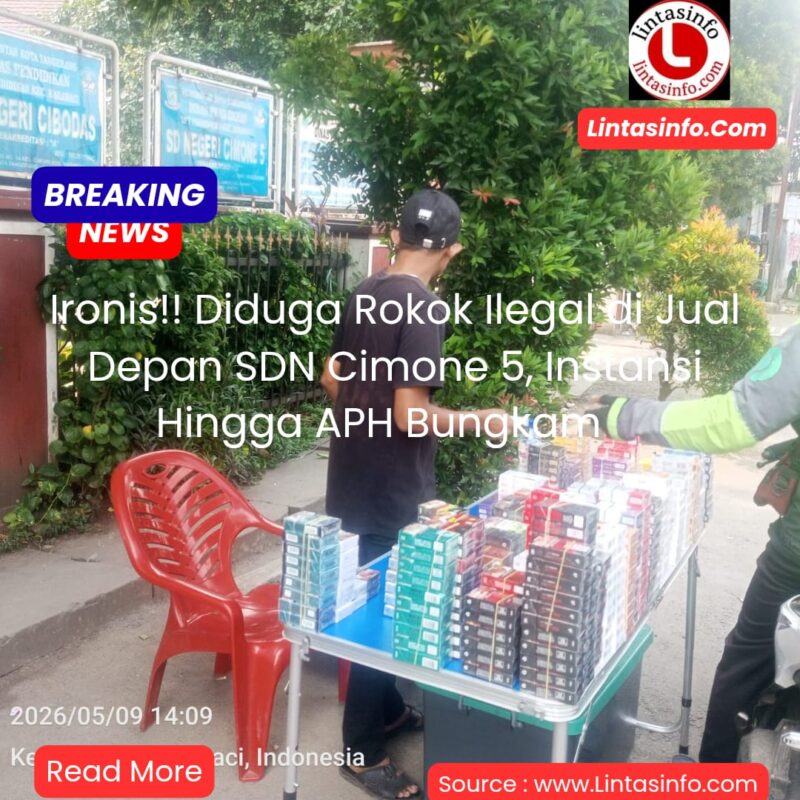 Diduga rokok ilegal atau tanpa cukai di jual di depan gerbang sekolah dasar negeri 5 Cimone.