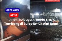 Gudang penyimpanan solar dan dump truk yang di modifikasi menjadi penyalur untuk alat berat.
