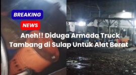 Gudang penyimpanan solar dan dump truk yang di modifikasi menjadi penyalur untuk alat berat.