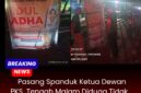 Spanduk yang diduga tidak berizin terpasang di trotoar taman pisang.