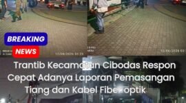 Tiang dan kabel fiber optik di amankan di Kecamatan Cibodas.