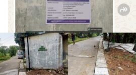 Papan informasi proyek yang ada sesudah dan sebelum.