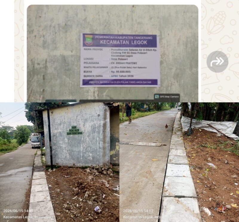 Papan informasi proyek yang ada sesudah dan sebelum.