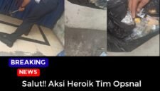Foto tim opsnal dan barang bukti.