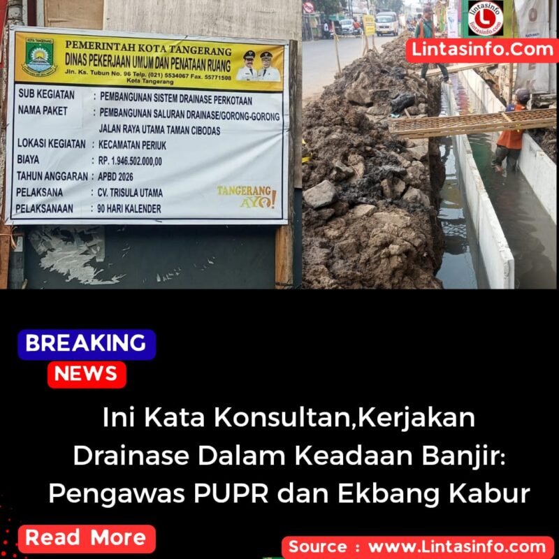 Konsultan CV Trisula Utama paksakan pemasangan drainase dalam keadaan banjir.